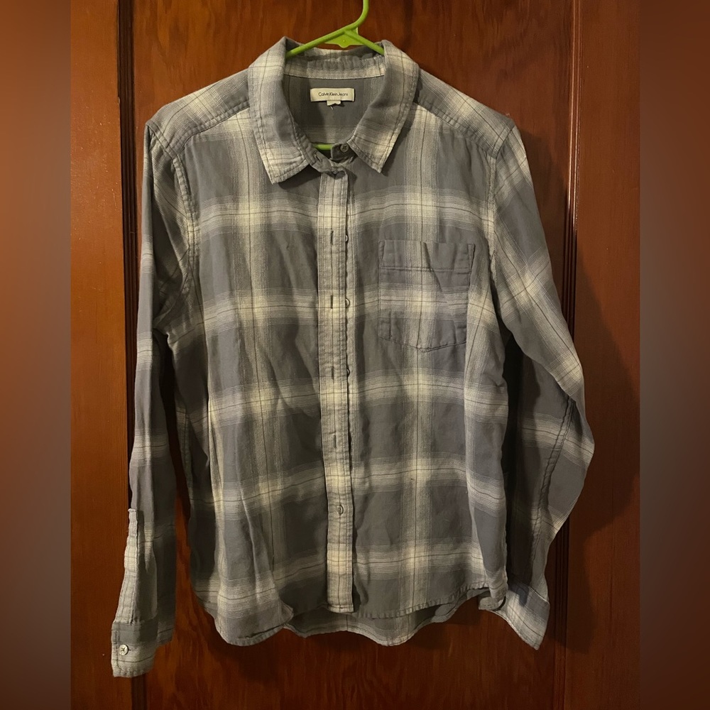 Calvin Klein Gray and White Flannel